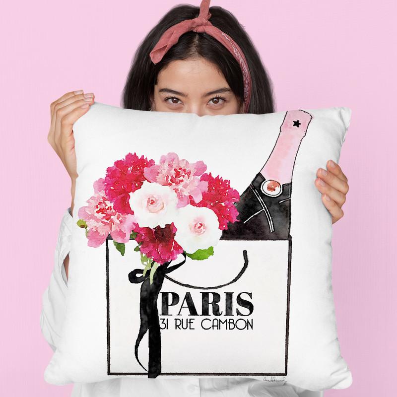 Shopping Bag Champagne Throw Pillow By Amanda Greenwood