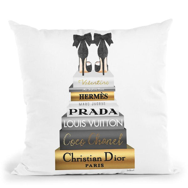 Tall Metallic Stack Gold With Black Bowoes Throw Pillow By Amanda Greenwood