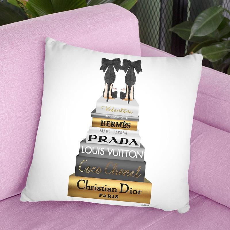 Tall Metallic Stack Gold With Black Bowoes Throw Pillow By Amanda Greenwood
