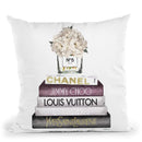 Grey & Wine Books With Hydrangea Vase Throw Pillow By Amanda Greenwood