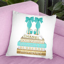 Gold Bookstack With Teal & BowoesÊ Throw Pillow By Amanda Greenwood