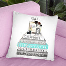 Silver Teal Book Stack With Pearls & PerfumeÊ Throw Pillow By Amanda Greenwood