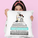 Silver Teal Book Stack With Pearls & PerfumeÊ Throw Pillow By Amanda Greenwood
