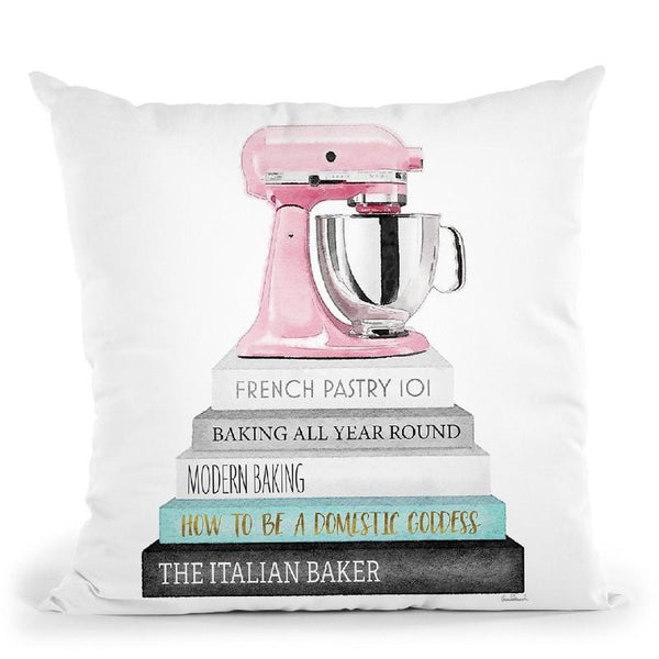 Baking Books In Grey And Teal Pink Mixer Throw Pillow By Amanda Greenwood