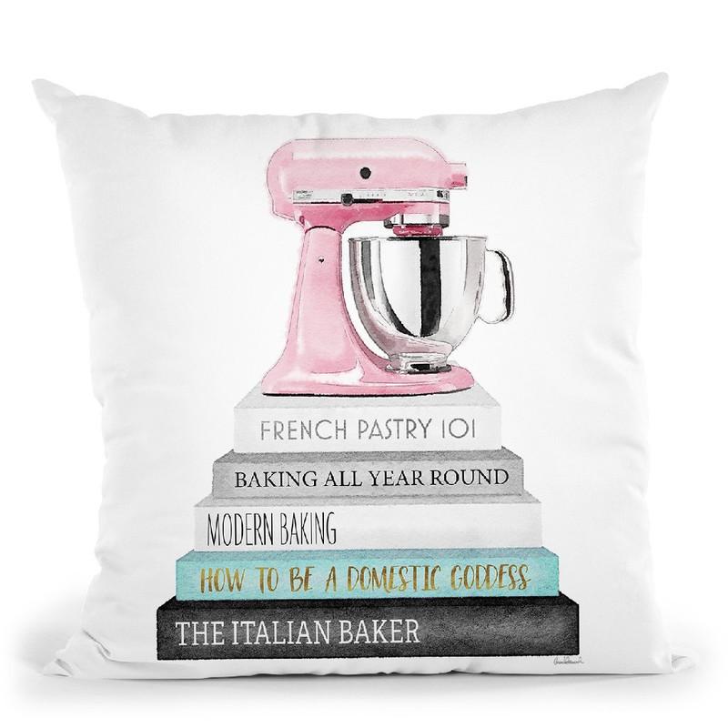 Baking Books In Grey And Teal Pink Mixer Throw Pillow By Amanda Greenwood