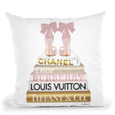 Gold Bookstack With Pink & BowoesÊ Throw Pillow By Amanda Greenwood