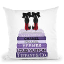 PurpleÊ Bookstack With Black HeelsÊ Throw Pillow By Amanda Greenwood