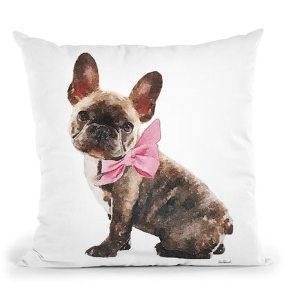 Brindle Frenchie Pink Bow Throw Pillow By Amanda Greenwood