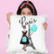 Eiffel Tower With Audrey & Balloons Throw Pillow By Amanda Greenwood