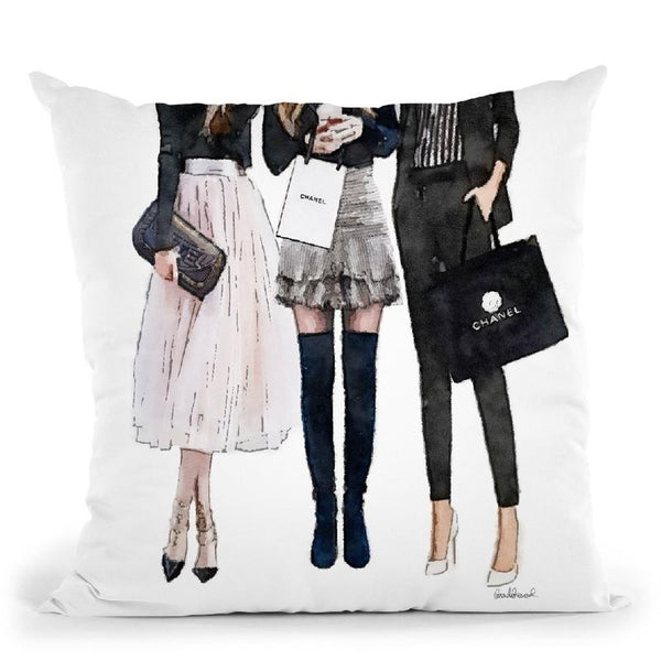 Three Best Friends, Black Pink Throw Pillow By Amanda Greenwood
