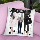 Three Best Friends, Black Pink With Ink Throw Pillow By Amanda Greenwood