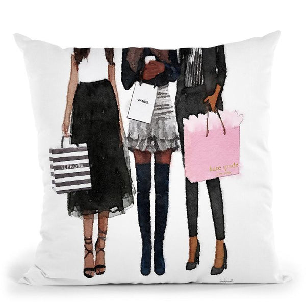 Three Best Friends African American, Black And Blush Throw Pillow By Amanda Greenwood