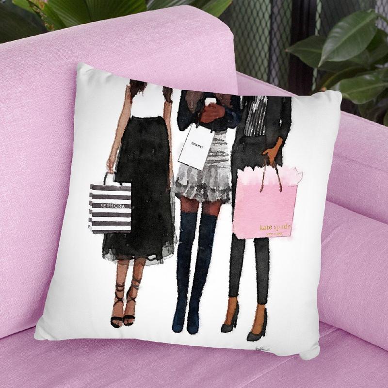 Three Best Friends African American, Black And Blush Throw Pillow By Amanda Greenwood
