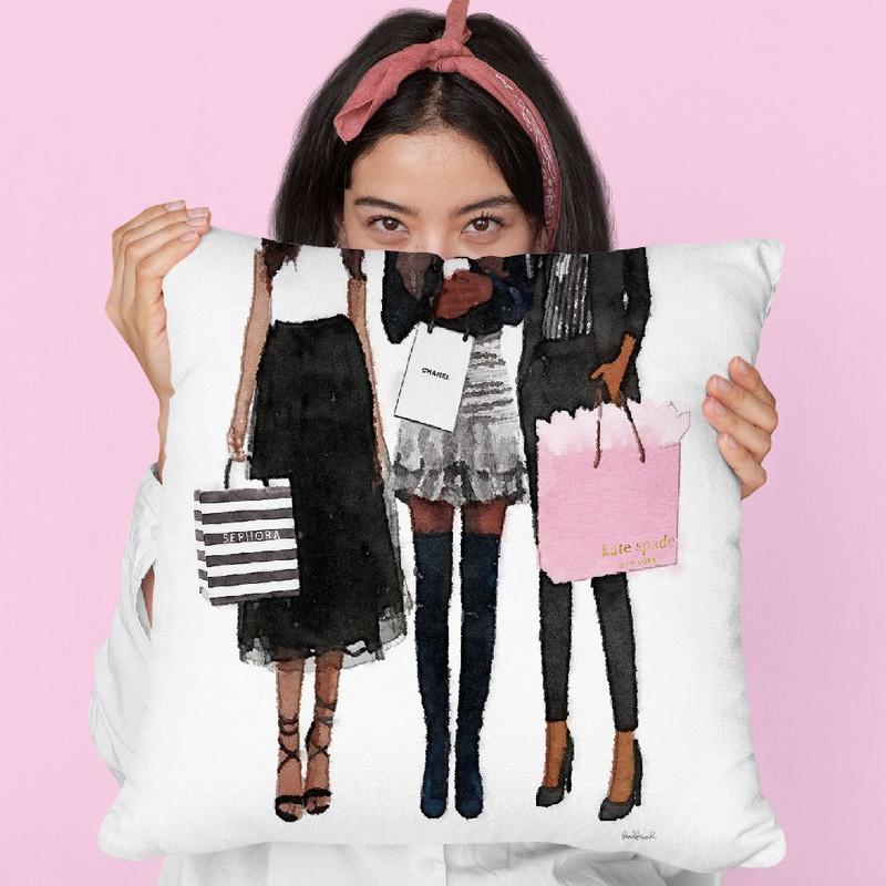 Three Best Friends African American, Black And Blush Throw Pillow By Amanda Greenwood