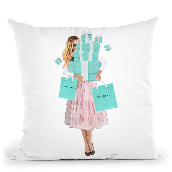 Girl Overloaded, Teal And Blush Throw Pillow By Amanda Greenwood