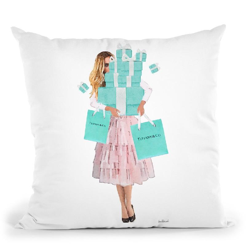 Girl Overloaded, Teal And Blush Throw Pillow By Amanda Greenwood