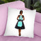 Shopping Spree, Teal & Black, African American Throw Pillow By Amanda Greenwood