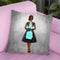Shopping Spree, Silver, Teal & Black, African American Throw Pillow By Amanda Greenwood