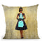 Shopping Spree, Gold, Teal & Black, African American Throw Pillow By Amanda Greenwood