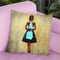 Shopping Spree, Gold, Teal & Black, African American Throw Pillow By Amanda Greenwood