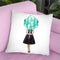Audrey Holding Balloons, Teal Throw Pillow By Amanda Greenwood