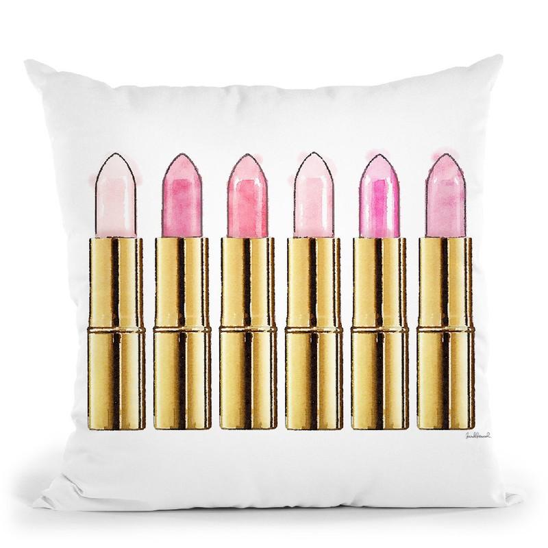Lipstick In Gold And Soft Pinks Throw Pillow By Amanda Greenwood