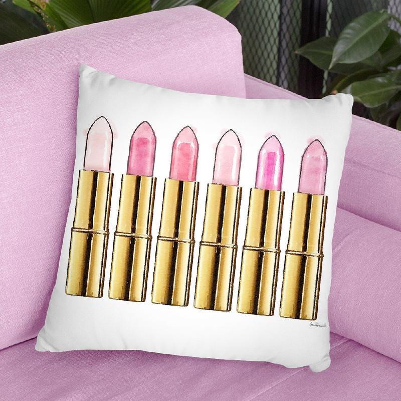 Lipstick In Gold And Soft Pinks Throw Pillow By Amanda Greenwood