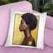 Portrait Of African Girl On Gold Leaf Throw Pillow By Amanda Greenwood