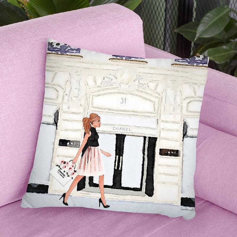 Shop Front Rue, Paris Withopper Throw Pillow By Amanda Greenwood