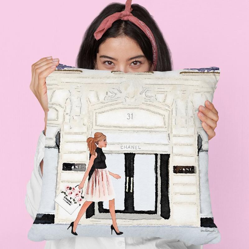 Shop Front Rue, Paris Withopper Throw Pillow By Amanda Greenwood