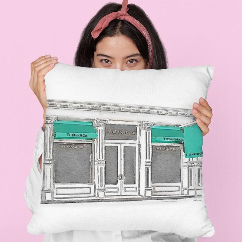 Shop Front Teal Throw Pillow By Amanda Greenwood