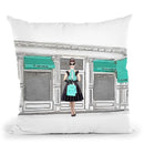 Shop Front Teal, Withopping Audrey Throw Pillow By Amanda Greenwood