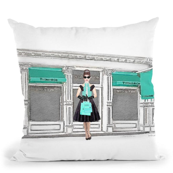 Shop Front Teal, Withopping Audrey Throw Pillow By Amanda Greenwood