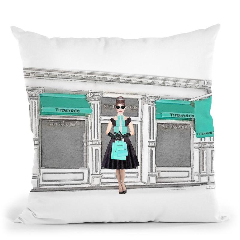 Shop Front Teal, Withopping Audrey Throw Pillow By Amanda Greenwood