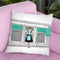 Shop Front Teal, Withopping Audrey Throw Pillow By Amanda Greenwood