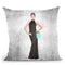 Audrey Black Evening Gown, Teal Bag, Grunge Background Throw Pillow By Amanda Greenwood
