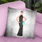 Audrey Black Evening Gown, Teal Bag, Grunge Background Throw Pillow By Amanda Greenwood