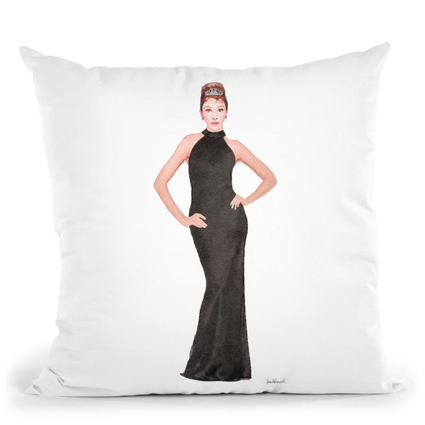 Audrey Black Evening Gown Throw Pillow By Amanda Greenwood