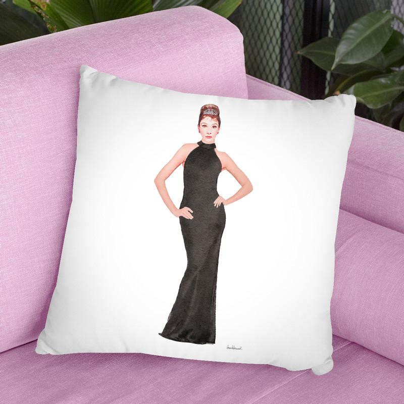Audrey Black Evening Gown Throw Pillow By Amanda Greenwood