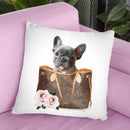Brown Shoulder Bag With Grey Frenchie Throw Pillow By Amanda Greenwood