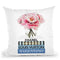 Short Book Stack With Stripe, Peony In Round Vase Throw Pillow By Amanda Greenwood