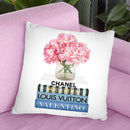 Short Book Stack With Stripe, Peony In Vase Throw Pillow By Amanda Greenwood