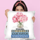 Short Book Stack With Stripe, Peony In Vase Throw Pillow By Amanda Greenwood