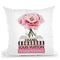 Short Pink Book Stack With Stripe, Peony In Round Vase Throw Pillow By Amanda Greenwood