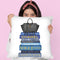 Tall Blue Books, Black Bag Throw Pillow By Amanda Greenwood