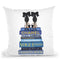 Tall Blue Books, Black Shoes Throw Pillow By Amanda Greenwood