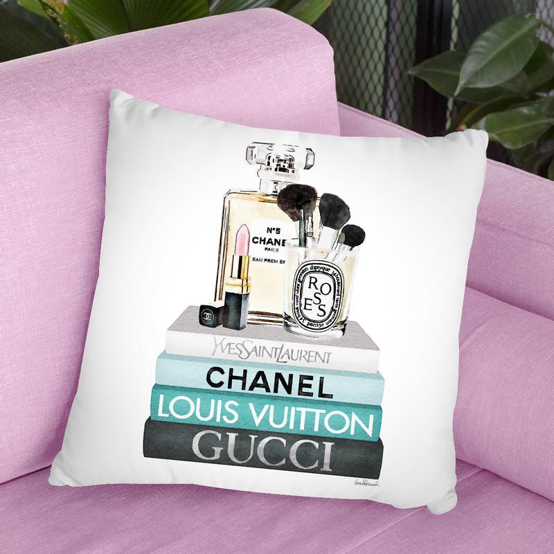Medium Books Teal Tone, Make Up Station Throw Pillow By Amanda Greenwood