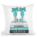 Medium Books Teal Tone, Teal Shoes Throw Pillow By Amanda Greenwood