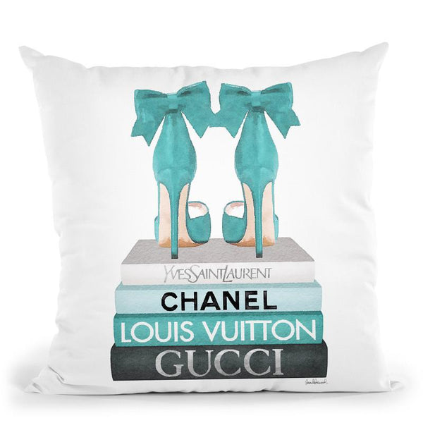 Medium Books Teal Tone, Teal Shoes Throw Pillow By Amanda Greenwood