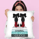 Medium Books Teal Tone, Black Shoes Red Sole Throw Pillow By Amanda Greenwood